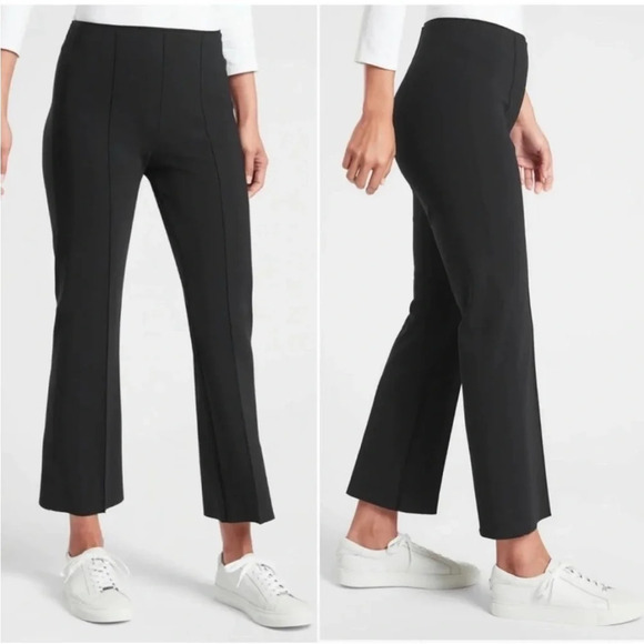 Athleta Black Crop Flare Mercurial High Waisted Pants XS Stretch Wide Leg - Picture 2 of 12